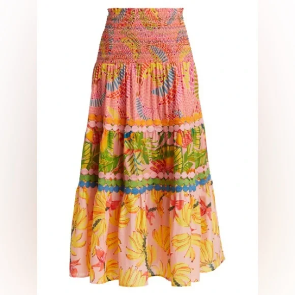 Farm Rio Mixed Pink Prints Maxi Skirt In Multi |colors - Picture 1 of 4
